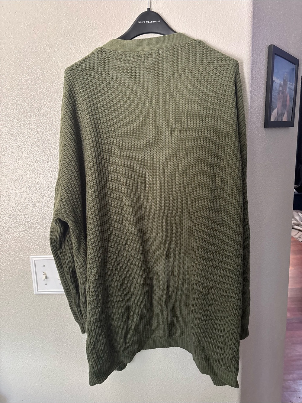 Boohoo Dual-Color Open Front Long Cardigan - Mustard & Olive - Picture 8 of 11